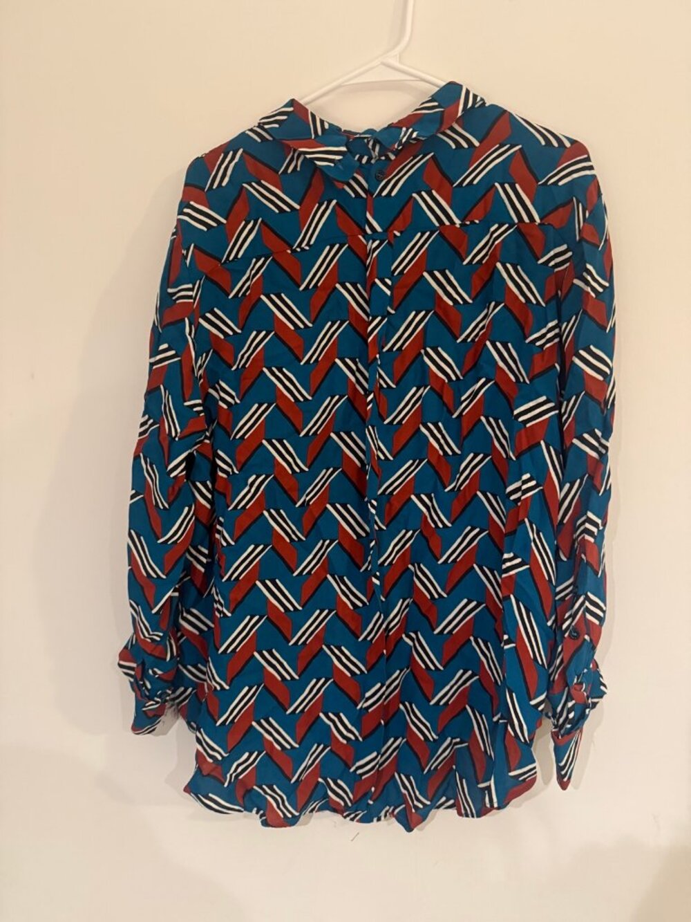 Zara Geometric Print Button-Up Shirt — Size L